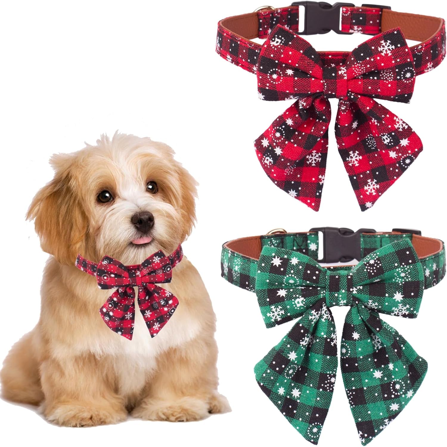 2-pack-christmas-dog-collar-with-bow-tie-classic-plaid-red-green-dog-collars-with-removable-bowtie-christmas-collars-for-large-dogs-pets-large