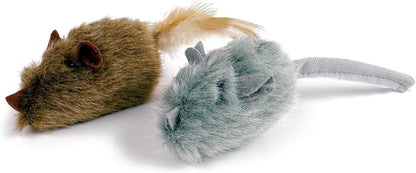 Ttcat 2 Pack Squeaky Furry Mouse Cat Toys with Silvervine, Realistic Fluffy Mice Kitten Interactive Hunting Toy, Noise-Making Cat Prey Toy for Indoor Cats, Boredom Relief Teaser Chew Toy.1