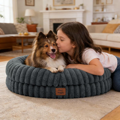 Chixnuggle Orthopedic Dog Bed, Washable Cover, Faux Fur Bolster Pet Couch | Waterproof,Egg Crate Foam,Non-Slip Bottom,For Small Medium Dogs,Dark Grey,30*24*7,Dog Sofa,Puppy Bed4