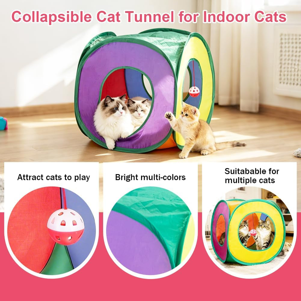 retro-shaw-33-pack-cat-toys-for-indoor-cats-collapsible-kitty-tunnel-tent-with-feather-teaser-wand-springs-balls-bell-mouse-interactive-kitten-hideaway-playhouse-15-7-inches