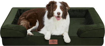 Comfort Expression Orthopedic Dog Bed for Extra Large Dogs with Bolster | Waterproof Dog Couch Bed with Washable Cover & Non-Slip Bottom, Supportive Egg Crate Foam XL Pet Bed, 42X30 Inch135