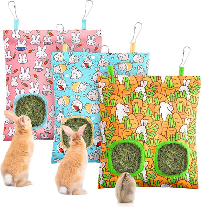 UPINS 3Pack Guinea Pig Hay Feeder Bag,Bunny Rabbit Cage Bag Hanging Holder | Guinea Pig Cage Feeder,For Bunny Rabbits,Chinchillas,Hamsters,Small Pets,And Animals12