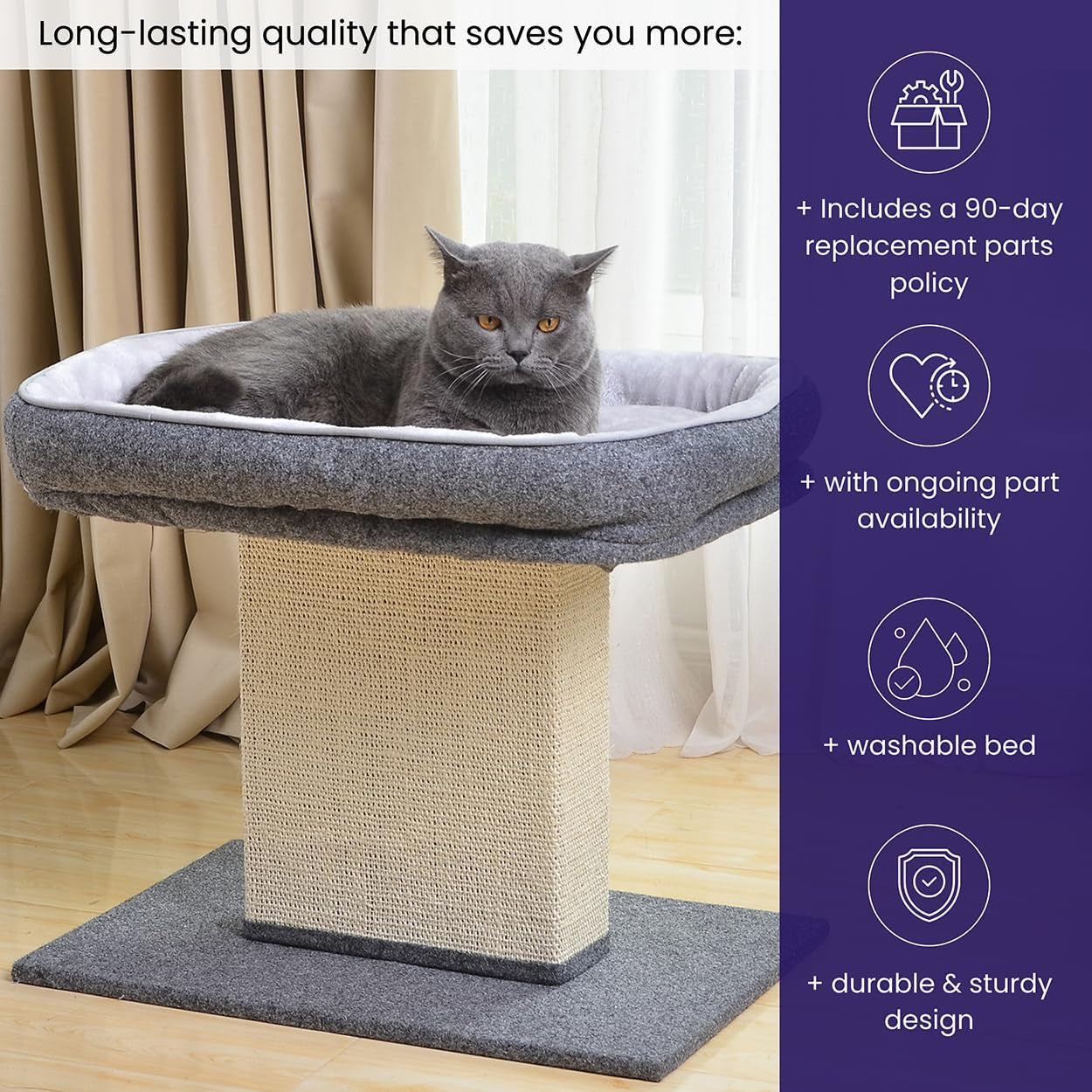 catry-cat-perch-with-washable-replaceable-bed-wide-sisal-scratching-post-cat-tree-with-washable-replaceable-bed-for-large-cats-thick-sisal-scratching-post-sturdy-cat-tower-easy-assembly-cat-tree