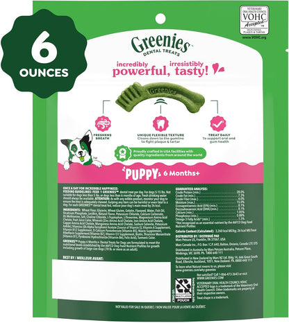 Greenies Puppy Teenie Natural Dental Dog Treats, Original Flavor, 22 Count | Veterinarian-Recommended, Natural Ingredients, Cleans Teeth & Freshens Breath, for Dogs 5-15 Lbs, 6 Oz. Pack10