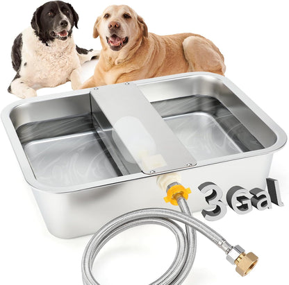 BWOGUE 3 Gal Automatic Dog Water Dispenser, Stainless Steel Bowl for Dogs | Automatic Dog Water Bowl Dispenser, Float Valve Control, Outdoor Use, Easy to Mount & Clean, Large Dogs, Cats, Chickens1