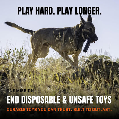 Monster K9 Chew Stick | Virtually Indestructible. Lifetime Guaranteed. | USA Made | VULCRON™ Natural Rubber | Durable, Heavy Duty Tug & Fetch Dog Toy for Aggressive Chewers | Med/Large Breeds, 9X1.75”8