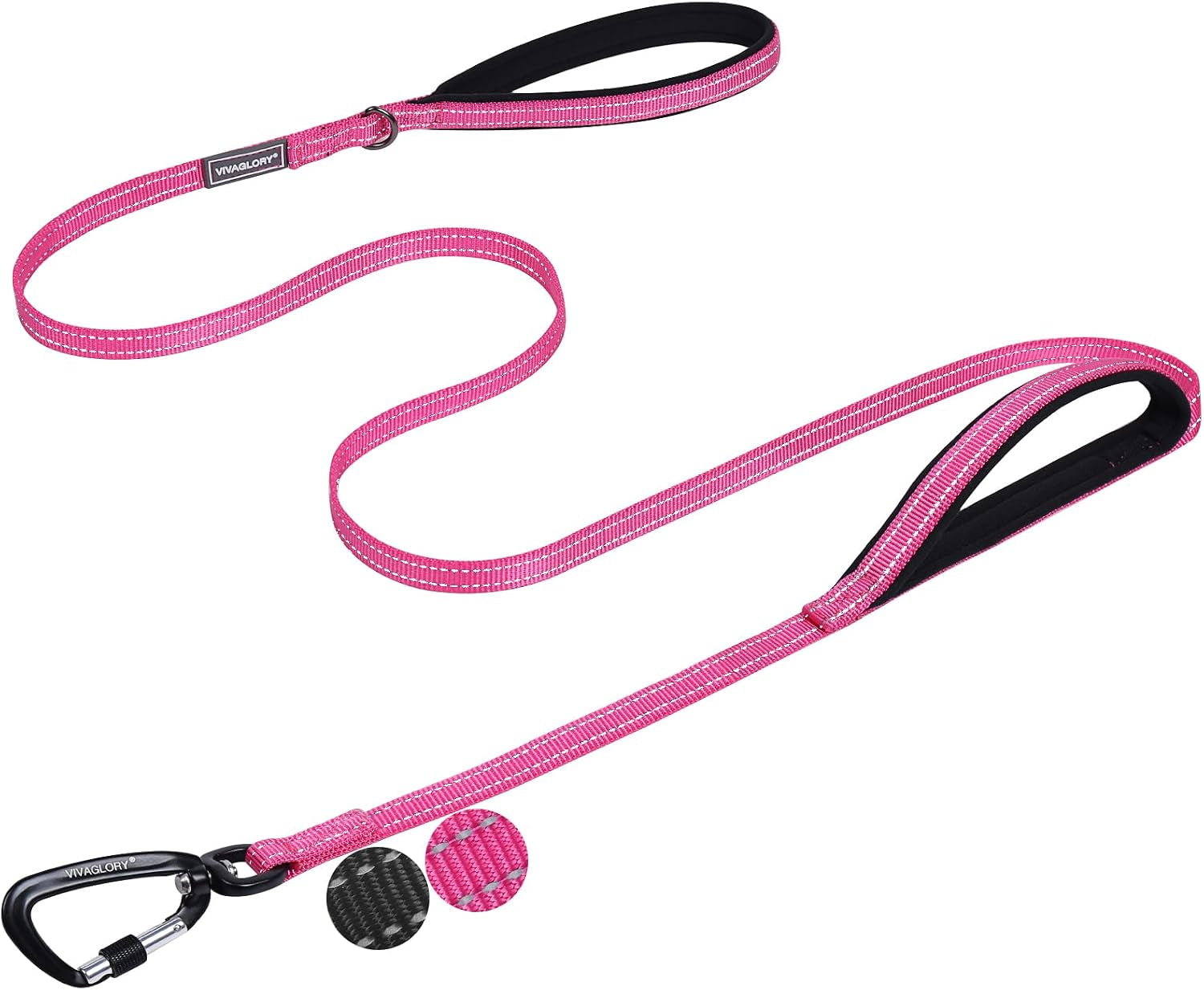 vivaglory-double-handle-dog-leash-twingrip-6ft-x-1in-navy-dog-leash-for-collar-with-traffic-handle-2-loop-for-walking-training-traffic-control-reflective-heavy-duty-puppy-pet