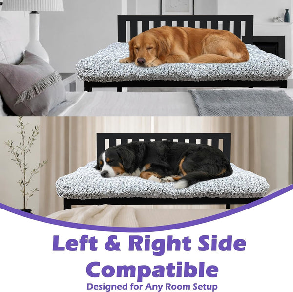 Beside Dog Bed,Adjustable Height Dog Bunk Beds,47''X 31'' Metal Dogs Bed Frame with Cushion,X-Large5