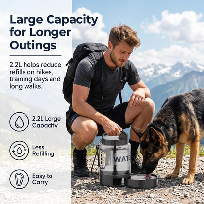 Lesotc Portable Dog Water Bowl Dispenser - 77Oz Travel Water Bottle with Pop-Out Drinking Bowl, No-Spill Design for Camping, Hiking & Car Rides - Keep Your Dog Hydrated Anywhere, Black6