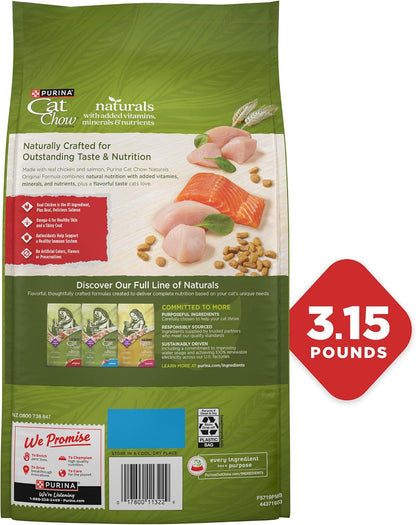 Purina Cat Chow Naturals with Added Vitamins, Minerals and Nutrients Dry Cat Food, Naturals Original - (Pack of 4) 3.15 Lb. Bags9