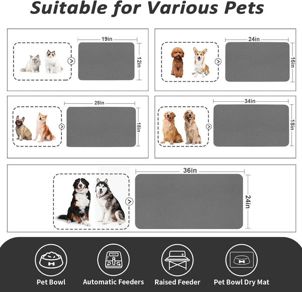 Hotlive Dog Food Mat - Absorbent Cat Mat for Food and Water, No Stains Pet Feeding Bowl Mat, Easy to Clean Pet Placemats, Quick Dry Dog Water Dispenser Mat for Messy Drinkers | Dark Grey 12"X 19"4