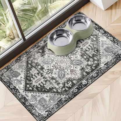 Dog Food Mats for Floors Absorbent, Pet Cat Food Mat - Non Slip Dog Bowl Mats for Food and Water, Eco-Friendly Boho Dog Placemats Feeding Mat Pet Supplies15