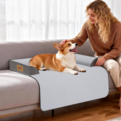 Large Dog Bed for Couch, Cooling Orthopedic Dog Bed, Removable Washable Cover, Waterproof Lining, Non-Slip Bottom, Dog Sofa Bed with Extended Mat, Size: 41"*37"*4.9"6