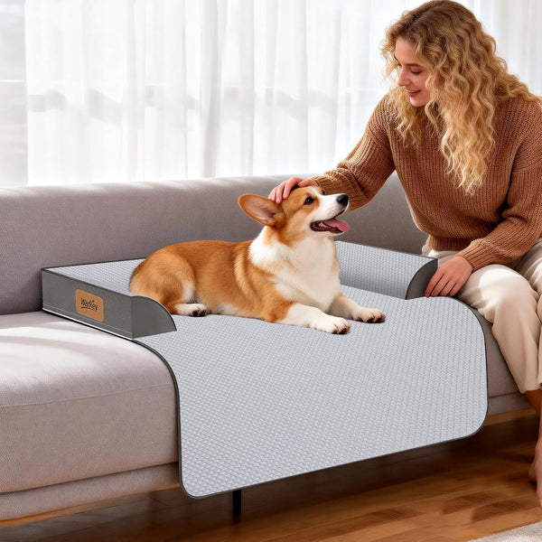 Large Dog Bed for Couch, Cooling Orthopedic Dog Bed, Removable Washable Cover, Waterproof Lining, Non-Slip Bottom, Dog Sofa Bed with Extended Mat, Size: 41"*37"*4.9"6