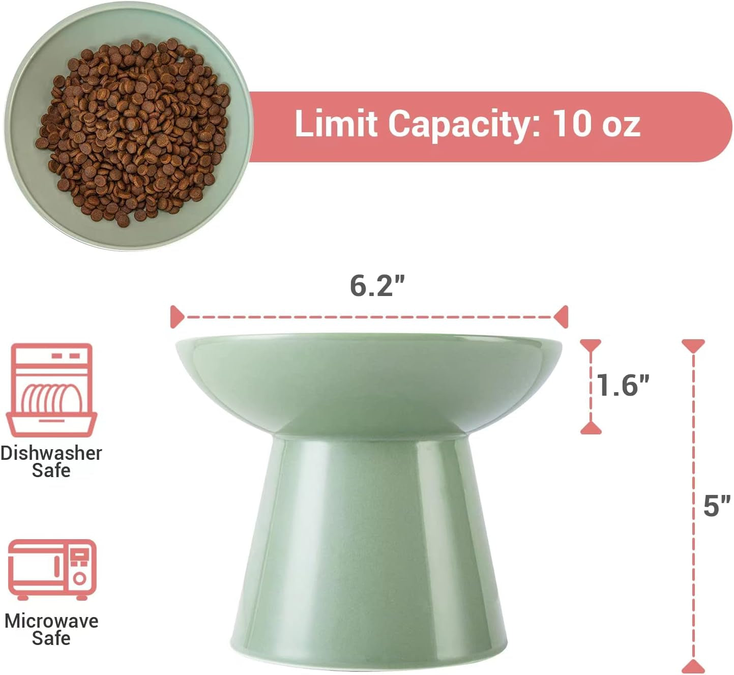 ceefu-extra-wide-elevated-ceramic-6-2-shallow-cat-food-bowl-cat-dish-for-whisker-fatigue-relief-5-height-for-easy-feeding-lead-cadmium-free-durable-raised-cat-bowl-sage-green