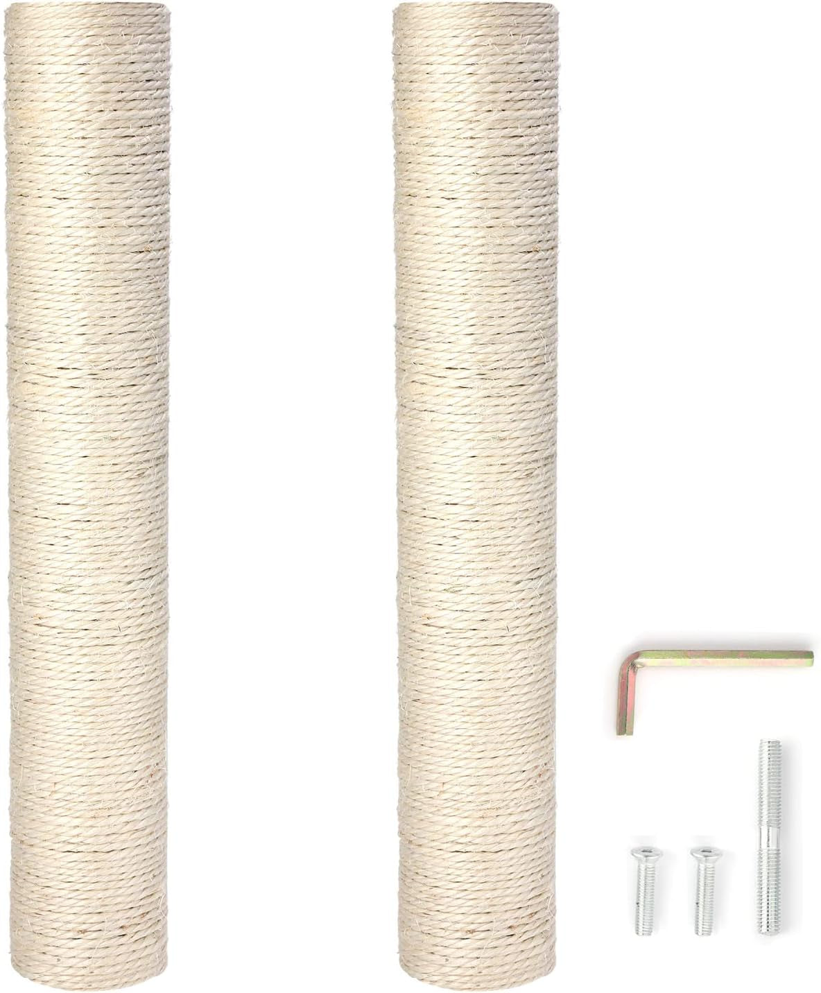 powerking-natural-sisal-replacement-scratching-post-15-7-2-pieces-m8-cat-scratch-post-refill-pole-parts-for-refurbishment-include-screws-white