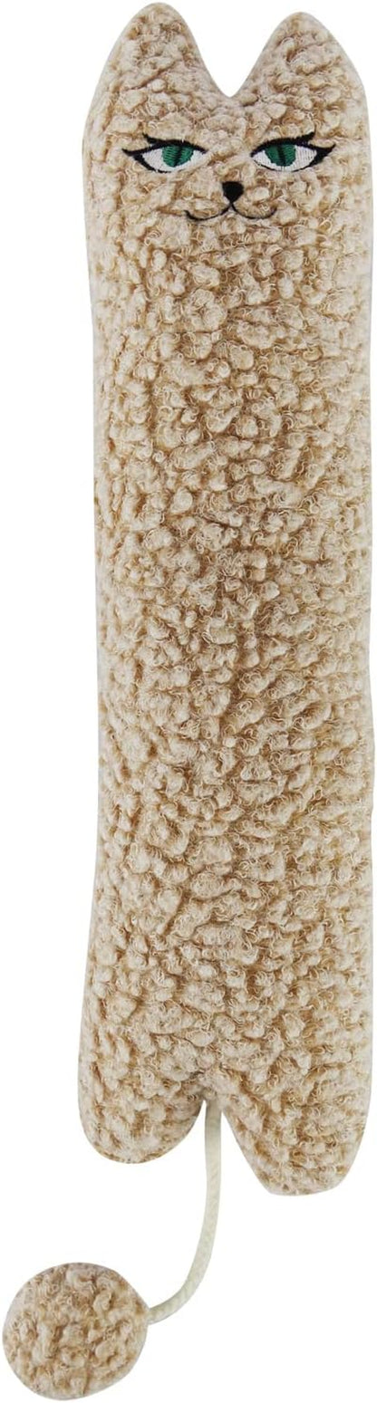 Ttcat 14.6 Inch Large Curly Plush Pillow Cat Kicker Toy with Catnip Silvervine Powder, Soft Stuffed Cat Chew Toy with Tail, Interactive Toy for Indoor Cats and Kittens(Grey).7