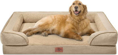 Comfort Expression Orthopedic Dog Bed for Extra Large Dogs with Bolster | Waterproof Dog Couch Bed with Washable Cover & Non-Slip Bottom, Supportive Egg Crate Foam XL Pet Bed, 42X30 Inch46