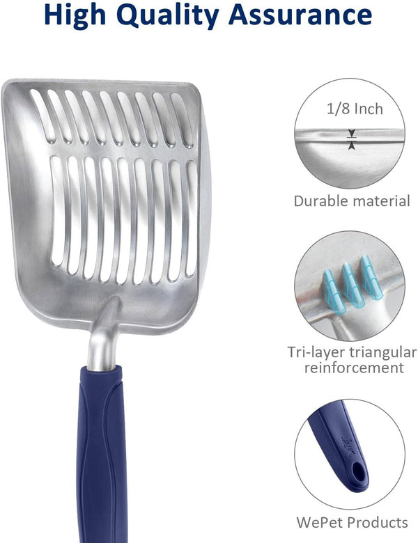 Wepet Cat Litter Scoop, Aluminum Alloy Sifter, Kitty Metal Scooper, Deep Shovel, Long Handle, Poop Sifting, Kitten Pooper Lifter, Durable, Heavy Duty, for Litter Box4