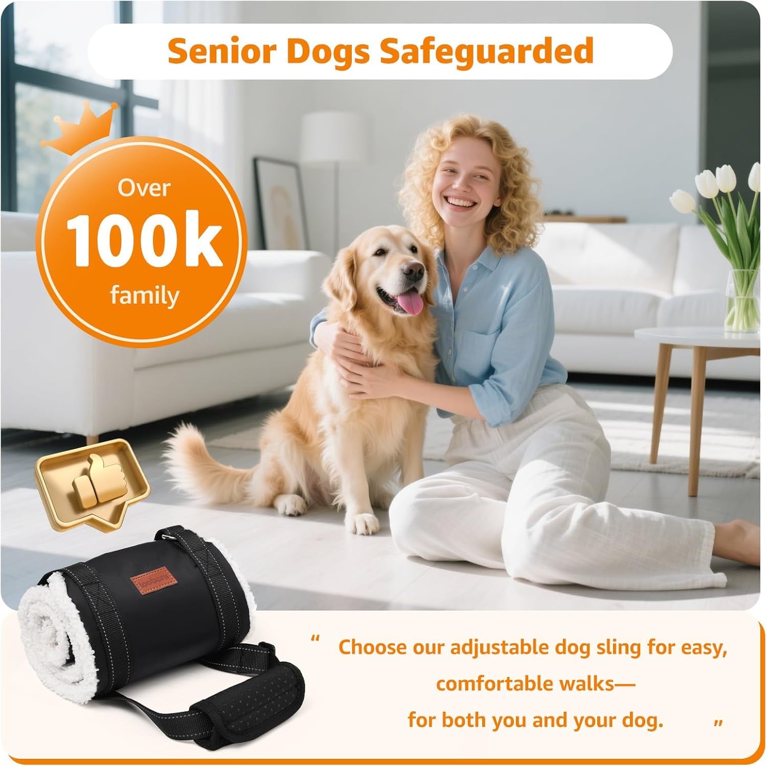 loobani-adjustable-dog-sling-for-large-dogs-hind-leg-support-acl-recovery-walking-stair-assistance-senior-dog-mobility-padded-comfort-adjustable-fit-lightweight-nylon-soft-plush-lining