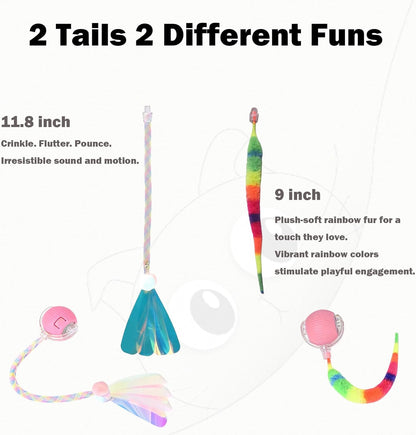 Interactive Dog Cat Toy Ball, Upgraded Rechargable Rolling Pet Ball with 2 Tails, Smart Automatic Moving Toy for Bored Indoor Kitty Puppy -Pink3