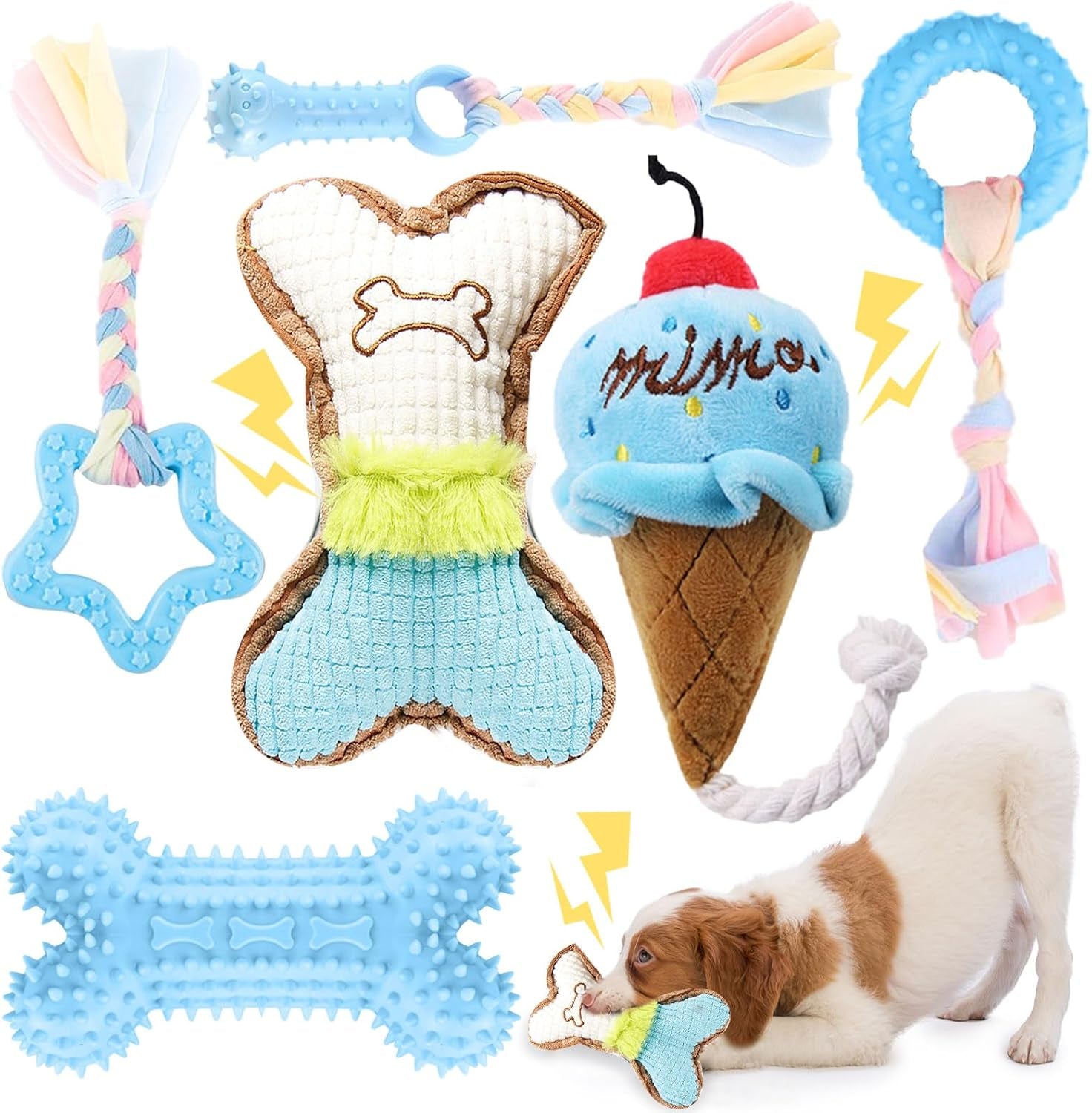 baejmjk-6-pack-puppy-teething-toys-pink-small-breed-dog-chew-toys-with-rope-cute-soft-rubber-puppy-toys-set-for-cleaning-teeth-interactive-pet-doggy-bone-toys