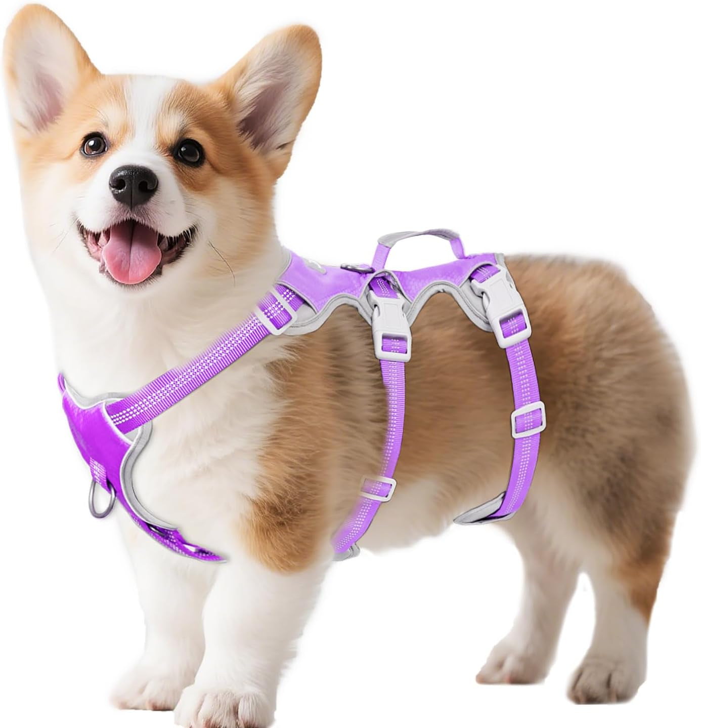 huntboo-escape-proof-dog-harness-escape-artist-harness-reflective-harness-with-padded-handle-breathable-durable-adjustable-vest-for-medium-dogs-walking-training-and-running-gear-blue-m