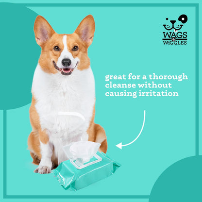 Wags & Wiggles Hypoallergenic Dog Wipes for Sensitive Skin, Fragrance-Free Waterless Cleansing Cloths for Paws, Face, and Dog Body, No SLS, Parabens, or DEA, 100 Count | Waterless Cleansing Cloths for Paws, Face, and Body; No SLS, Parabens, or DEA for Sensitive Skin3