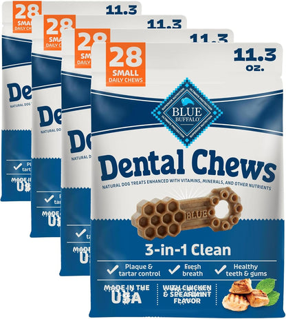 Blue Buffalo Natural Dental Chews for Small Dogs 5-20 Lbs., Chicken & Spearmint, Daily Teeth Cleaning Dog Treats, Enhanced with Vitamins & Minerals, 11.3-Oz. Bag (28 Treat Count)13