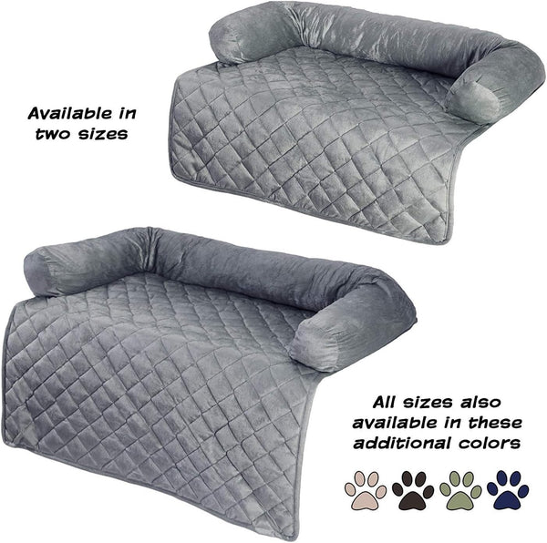 Couch Cover for Dogs - 35X35 Pet Furniture Protector with Memory Foam Neck Bolster, Quilted Fabric, and Water-Resistant Base Layer by PETMAKER (Gray)7