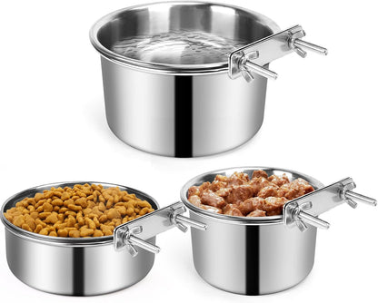 Dog Crate Water Bowl, 2 Pcs Stainless Steel Large Dog Bowls 40Oz & 60Oz, Durable Anti-Spill Pet Metal Bowls for Cage Kennel Crate, Hanging Water/Food Bowl for Medium & Large Dogs9