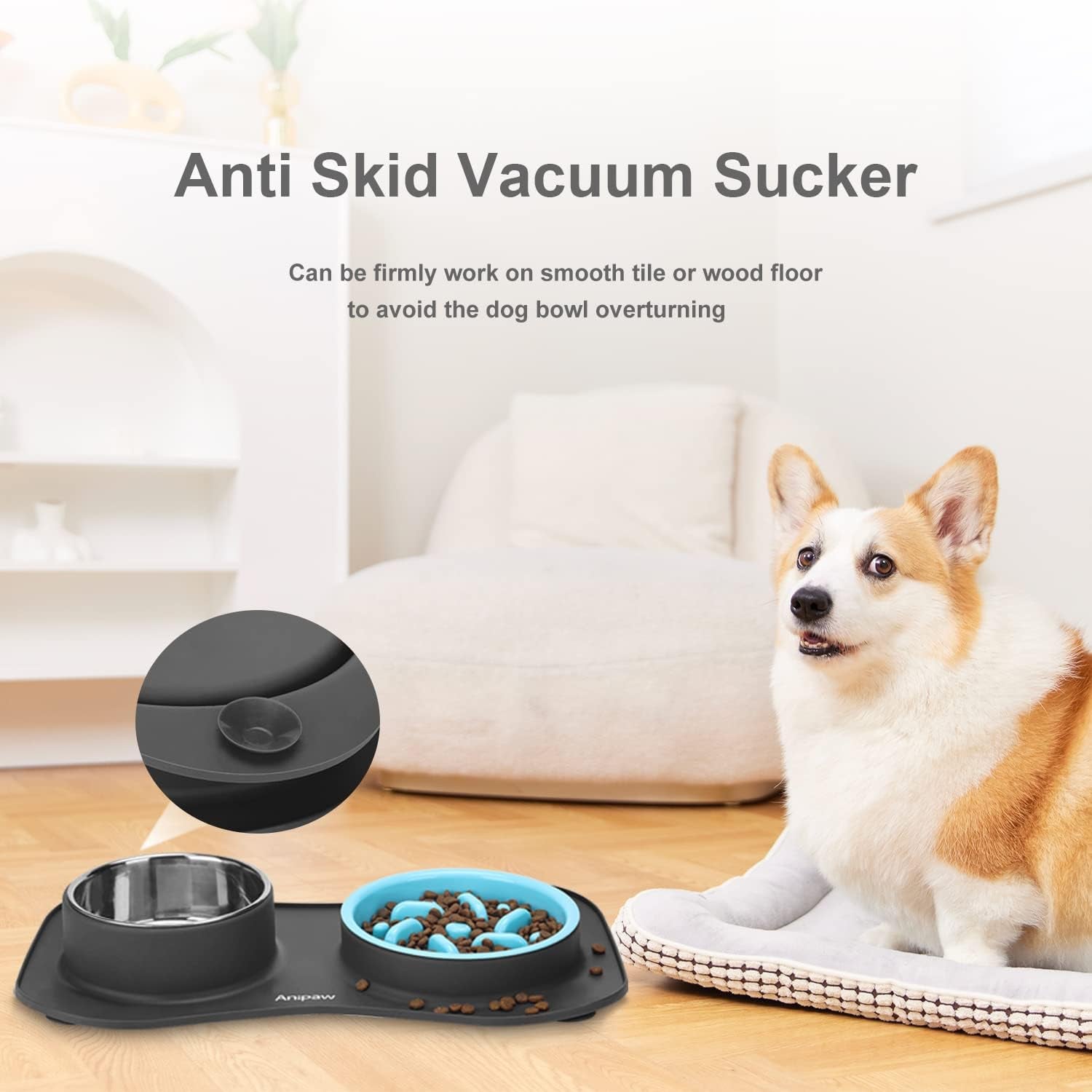 anipaw-slow-feeder-dog-bowls-3-in-1-stainless-steel-food-and-water-bowls-with-non-spill-and-skid-silicone-mat-to-slow-down-eating-for-large-medium-small-breed-size-dogs-and-cats-durable-non-spill-non-skid-with-silicone-mat-design-slow-down-eating-suitable-for-small-medium-large-dogs-and-cats