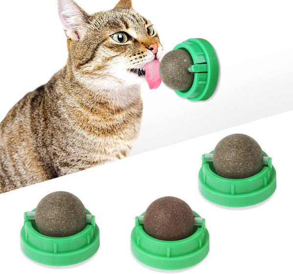 CCINEE 3PCS Catnip Balls for Cats Wall Catnip Toys Edible Cat Toys for Cat Lick Safe Healthy Kitten Chew Toys Teeth Cleaning Dental Cat Toys1