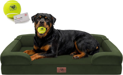 Waterproof Orthopedic Dog Bed for Extra Large Sized Dogs | Memory Foam Pet Bed Sofa with Bolster, Dog Couch with Washable Cover & Non-Slip Bottom, 42X30 Inch, Grey10
