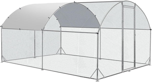 Large Metal Chicken Coop round Top Upgrade Tri-Supporting Wire Mesh Chicken Run,Chicken Pen with Water-Resident and Anti-Uv Cover,Duck Rabbit House Outdoor (6.6'L X 9'W X 6.5'H)11