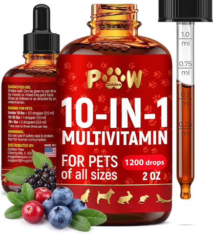 Liquid Multivitamin for Dogs with Glucosamine – Help with Allergies & Utis – Dog Vitamins and Supplements – Cat Multivitamin for Hips & Joints – B, C & D3 for Coat Shining & Digestion – 2 Oz1