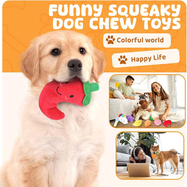 LOYEE Dog Squeaky Toys 8 Pack, Puppy Plush Squeaky Toys for Medium Small Dogs, Cute Pet Toys Stuffed Puppy Chew Toys for Teething, Interactive Toys Set for Puppy Supplies7