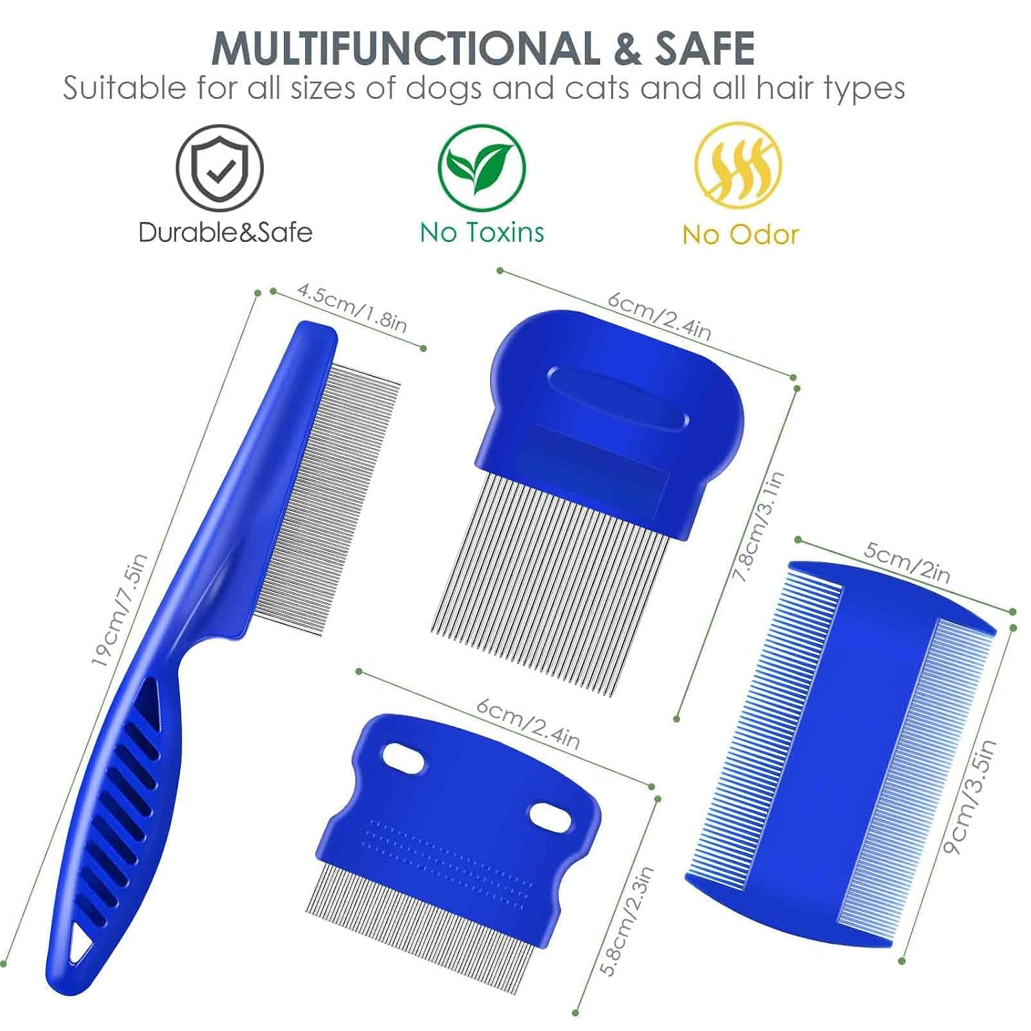 4-pack-flea-lice-comb-stainless-steel-dog-cat-grooming-combs-with-rounded-teeth-double-sided-professional-pet-tear-stain-remover-dematting-tool-for-small-medium-large-pets