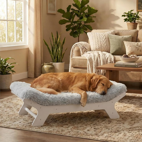 Muihood Elevated Wooden Dog Bed with Foam Mattress, Walnut, Large | Raised Dog Bed with Washable Cover, Supportive Foam Mattress, Perfect for Large Dogs and Indoor Living12