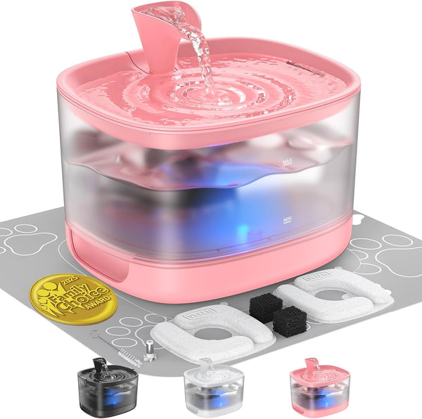 Veken 85Oz/2.5L Cat Water Fountain with Detachable Tank & Secure Clips | Easy to Clean & Assemble, Quiet Operation & LED Light, Pet Drinking Dispenser, Gifts, Cats, Dogs and Small Pets, Black13
