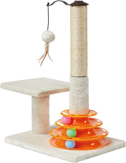 PEEKAB Cat Scratching Post Kitten Sisal Scratcher Tree with Tracks Toy Balls for Indoor Cats and Kittens - 25 Inches1