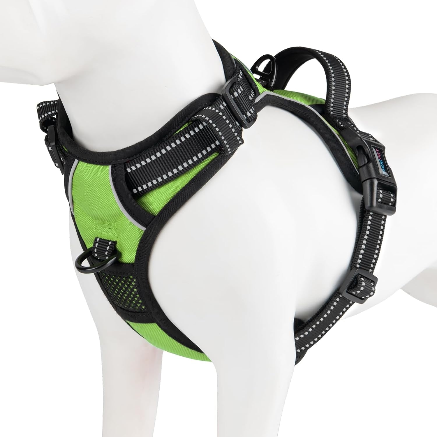phoepet-no-pull-dog-harness-medium-reflective-front-clip-vest-with-handle-adjustable-2-metal-rings-2-bucklesm-grey