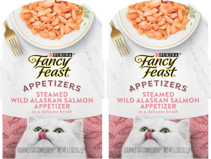 Purina Fancy Feast Appetizers Lickable Grain Free Wet Cat Food Topper Wild Alaskan Salmon Appetizer - (Pack of 10) 1.1 Oz. Trays9