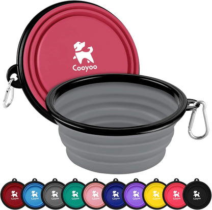 COOYOO Collapsible Dog Bowl,2 Pack Collapsible Dog Water Bowls for Cats Dogs,Portable Pet Feeding Watering Dish for Walking Parking Traveling with 2 Carabiners14