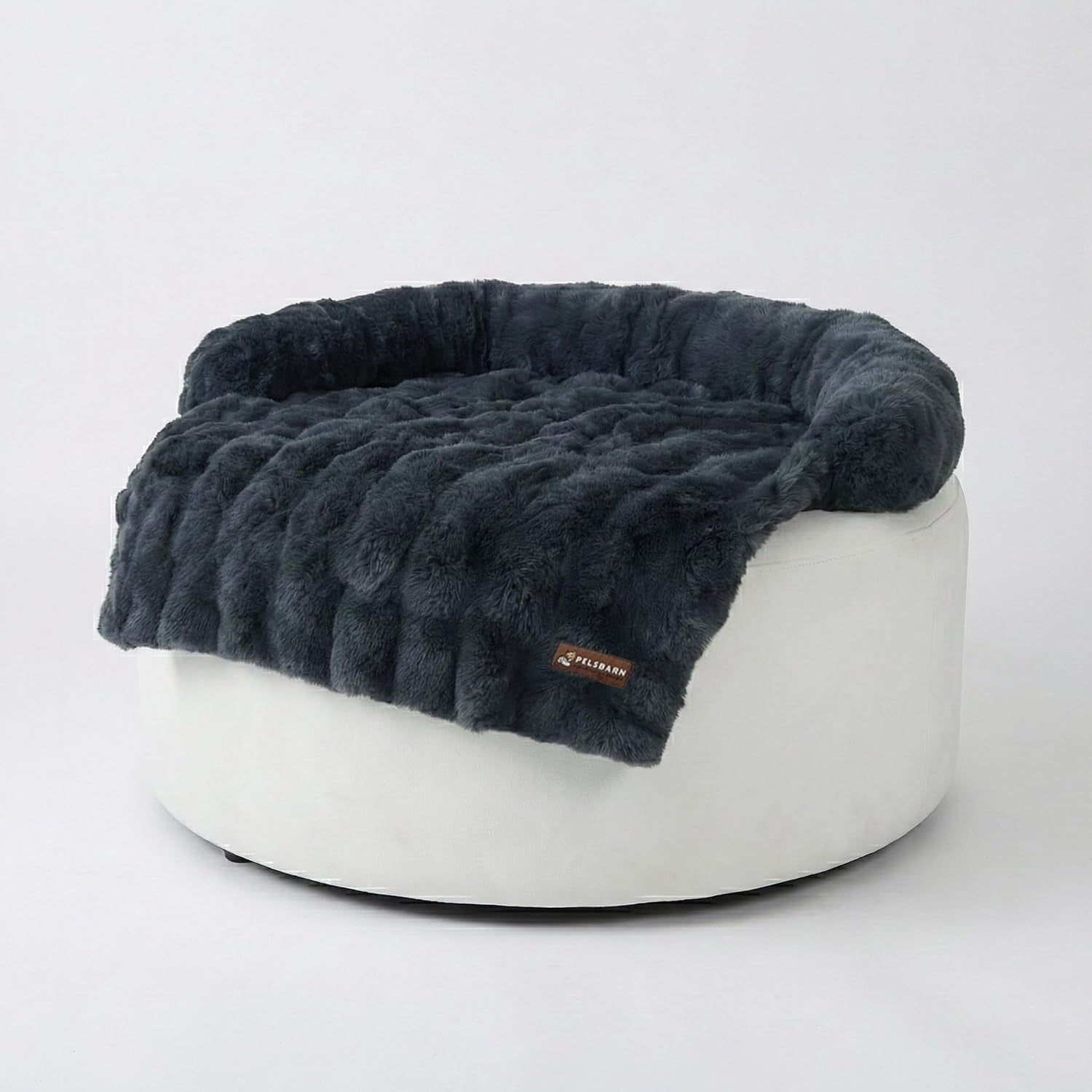 pelsbarn-dog-bed-for-couch-luxurious-sofa-bed-for-dogs-with-non-slip-oxford-bottom-faux-rabbit-fur-with-removable-cover-large-gray-33x33-in