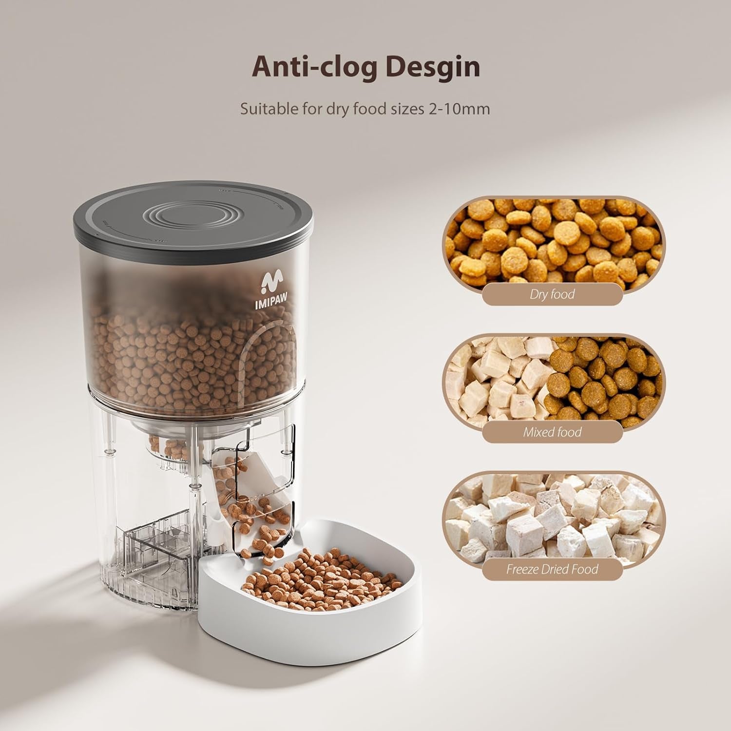 imipaw-automatic-cat-feeders-timed-cat-dry-food-dispenser-with-desiccant-bag-dual-power-supply-programmable-portion-size-6-meals-20-portions-per-day-auto-pet-feeder-for-cats-and-small-dog-white