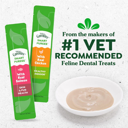 Greenies Feline Smart Purees Skin & Fur Health Lickable Cat Treats with Real Salmon, 0.49 Oz. Tubes, 20 Count | Grain-Free, Omega-3 from Marine Microalgae Oil, Real Salmon Protein, No Carrageenan, Moisture-Rich, Nutritionally Complete2