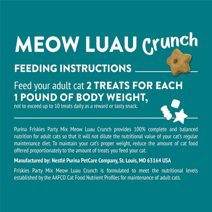 Purina Friskies Cat Treats, Party Mix Meow Luau Crunch - (Pack of 10) 2.1 Oz. Pouches10