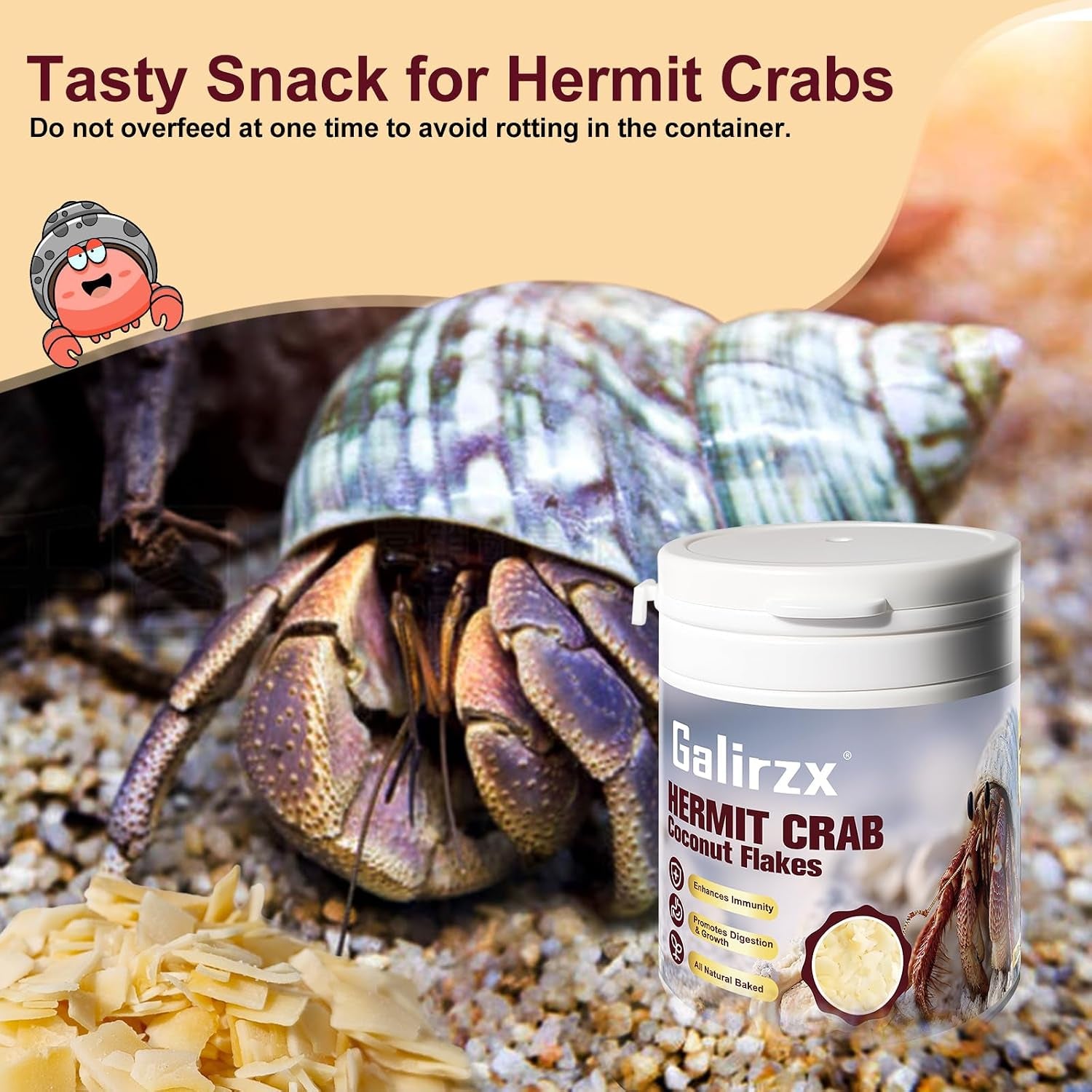 hermit-crab-food-baked-coconut-treat-natural-dried-coconut-flakes-for-hermit-crabs-healthy-additive-free-easily-digestible-crispy-snack-60g