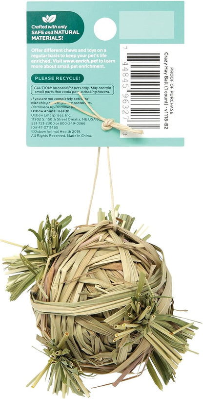 Oxbow Crazy Hay Ball, Rabbit & Guinea Pig Toys, Bunny Enrichment Toys | Rabbit Chew Toys, Guinea Pig Enrichment, Guinea Pig Chew Toys, Rabbit Enrichment, Timothy Hay, Small Pet Accessories2